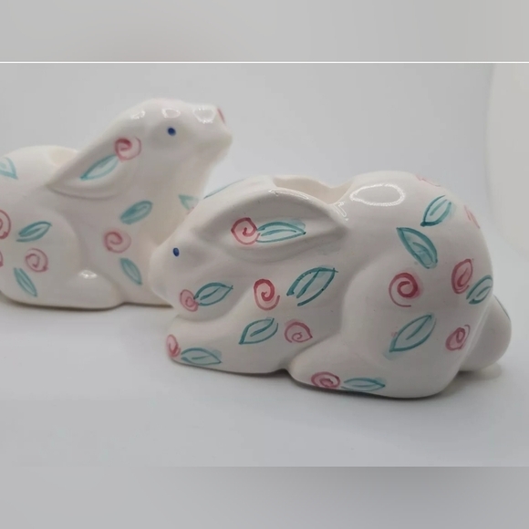 Vintage Pier 1 Imports Hand Painted Bunny Candle Holders - Picture 2 of 8